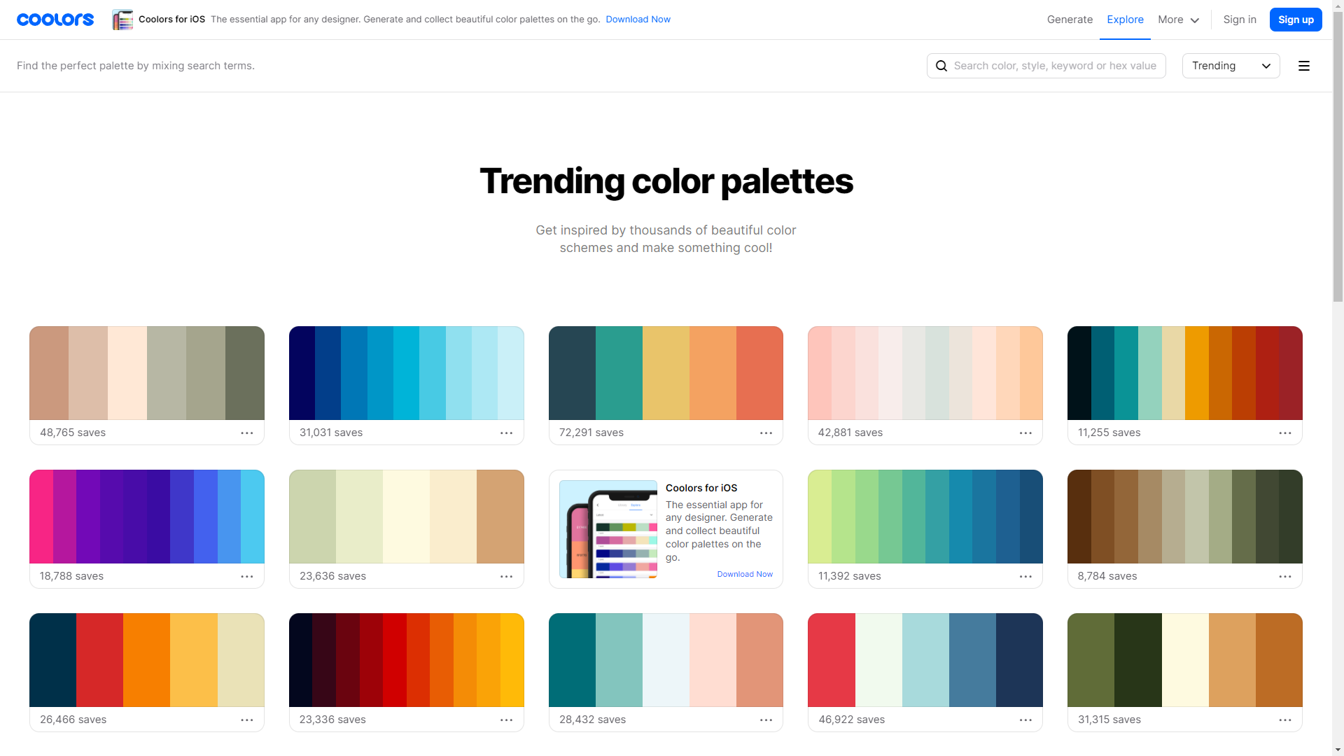 Trending color palettes